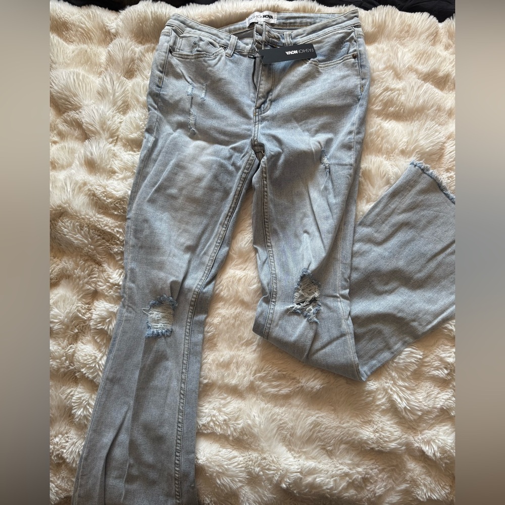 Fashion Nova Blue Flare Denim Pants